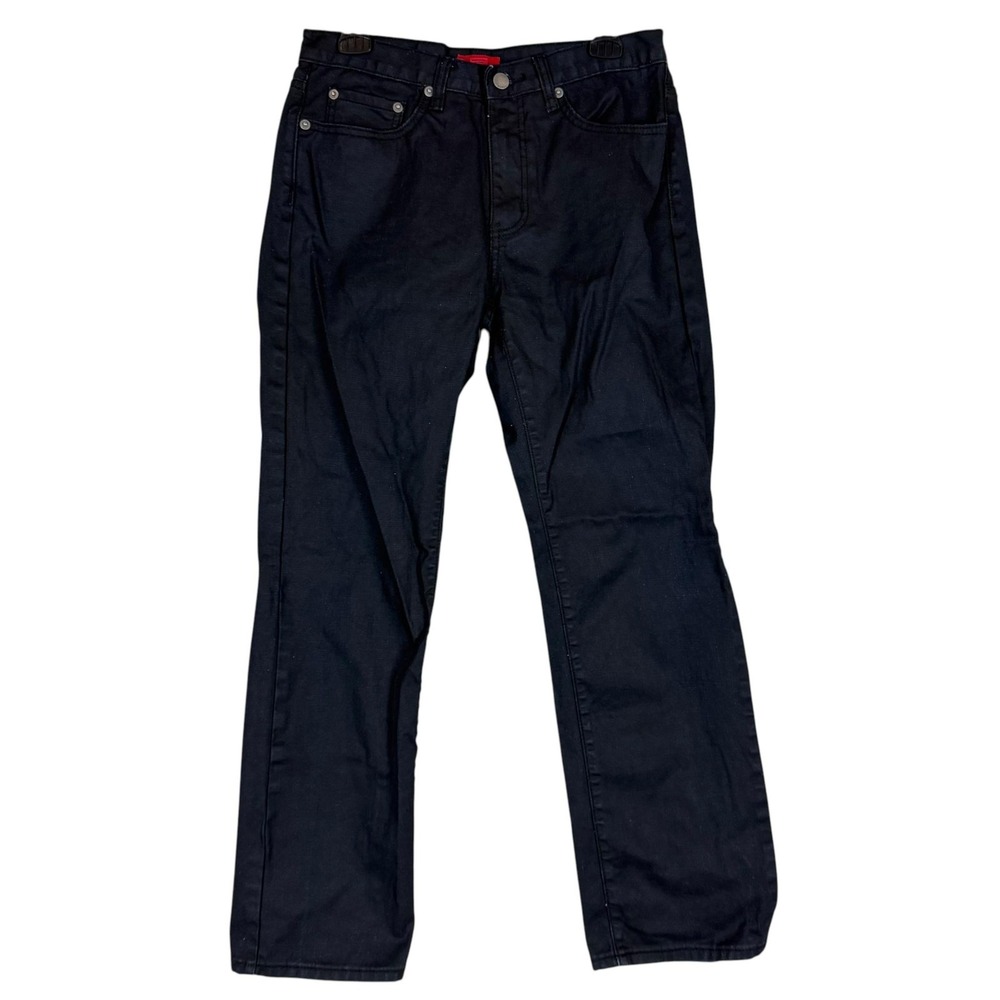 Alfani Jeans Mens 30x30 Black Dark Wash Slim Straight Cotton Denim Casual